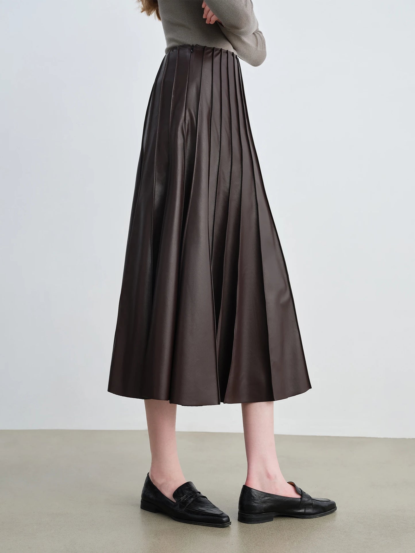 Cherry Gloss PU Leather Pleated Skirt