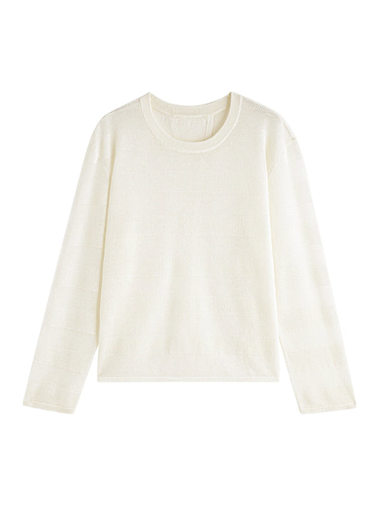 Ivory Crew Neck Knit Top