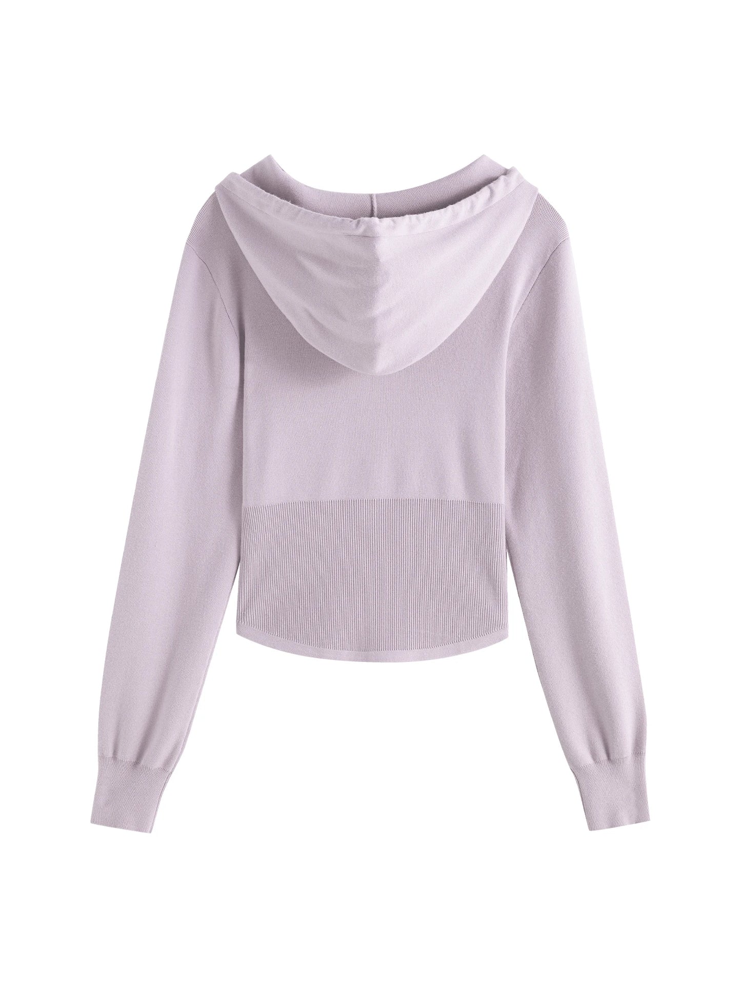 Charcoal Cropped Hooded Knit Jacket