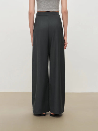 Charcoal Belted Wide Leg Trousers