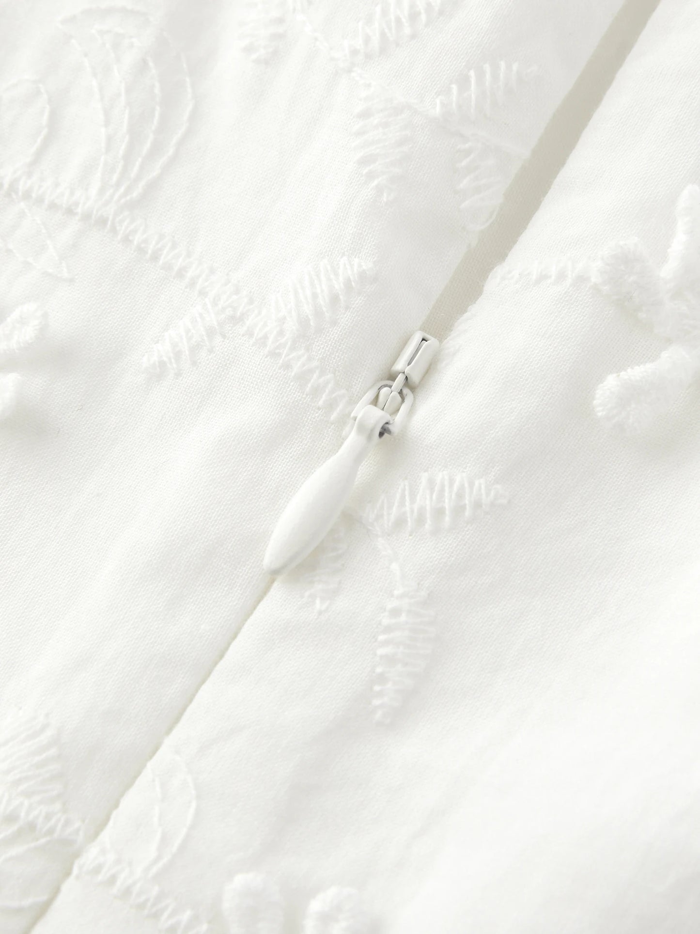 White Embroidered Square Neck Dress