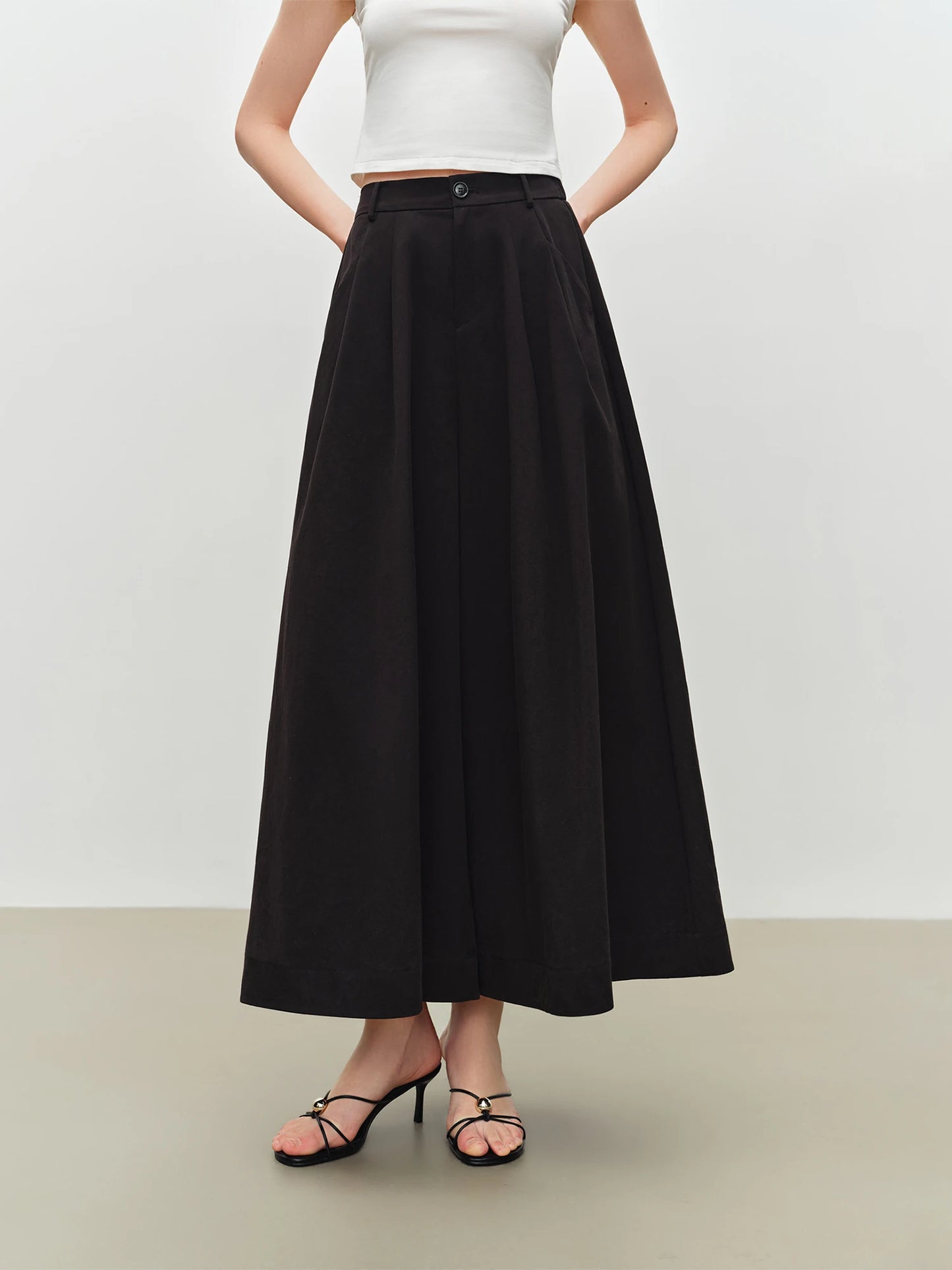 Black Pleated Culotte Pants