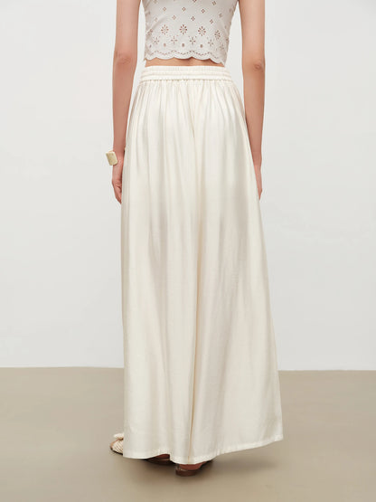 Ivory Drawstring Wide Leg Culottes