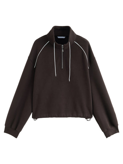 Espresso Half Zip Drawstring Sweatshirt
