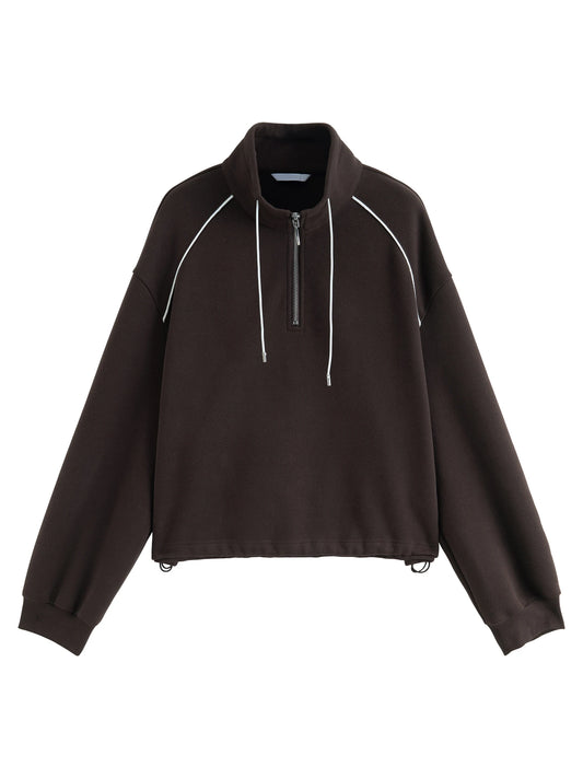 Espresso Half Zip Drawstring Sweatshirt