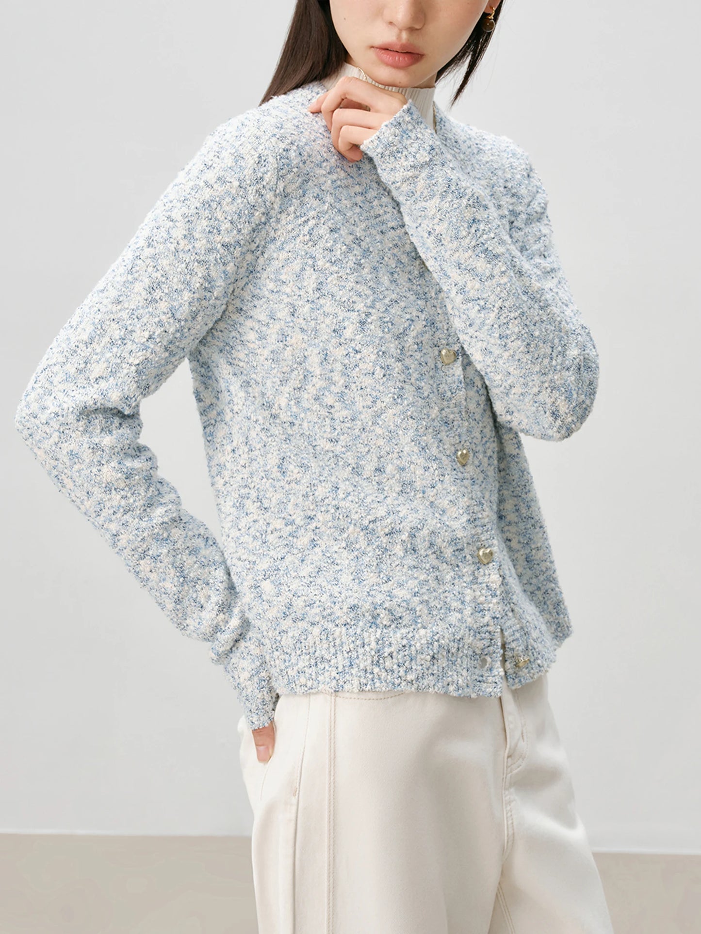 Grey Button Front Knit Cardigan