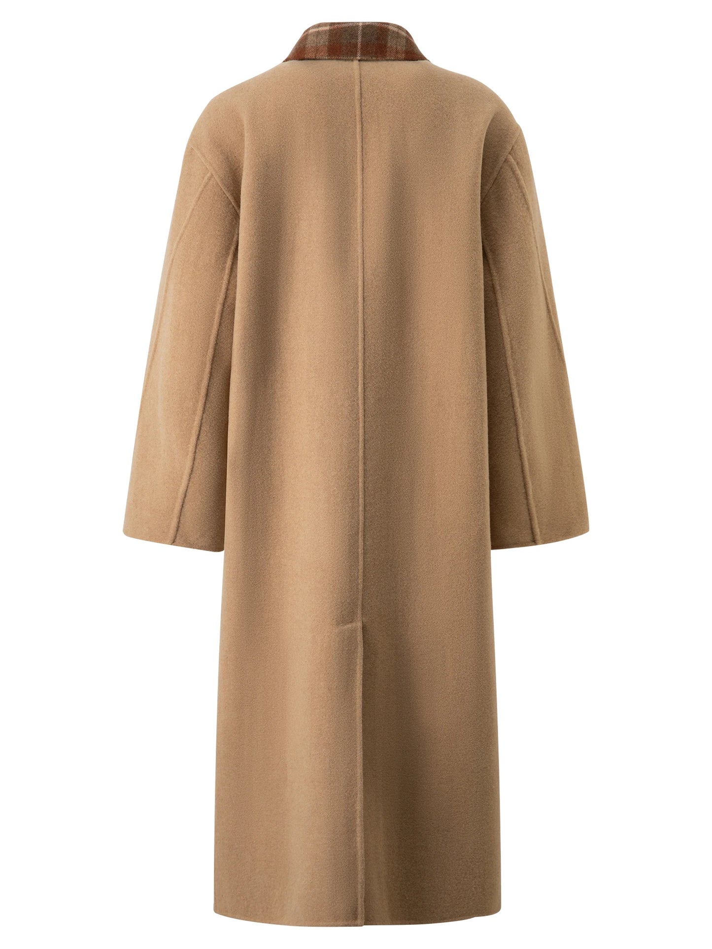Camel Plaid Collar Wool Coat