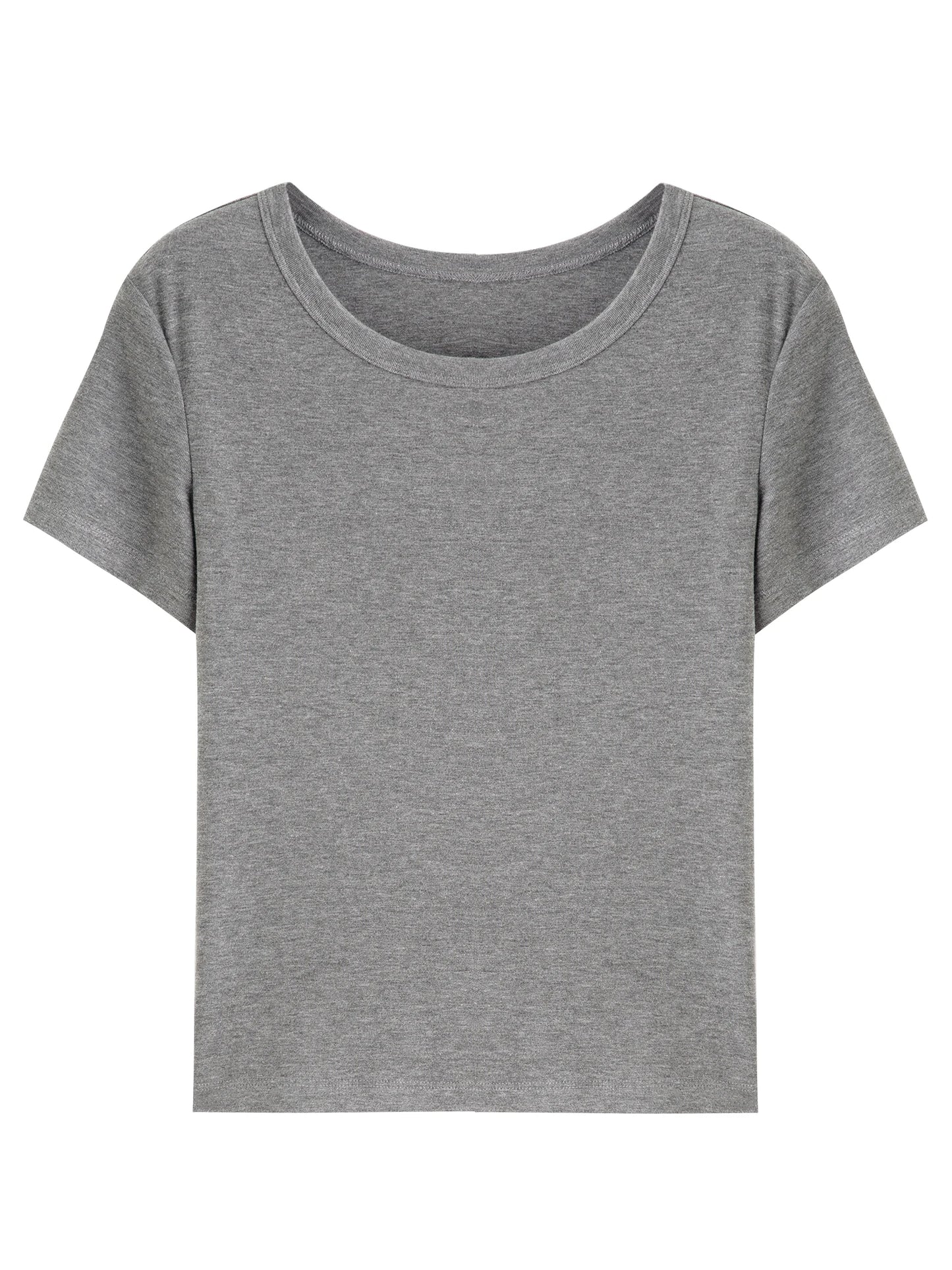 Gray Crew Neck Slim Tee