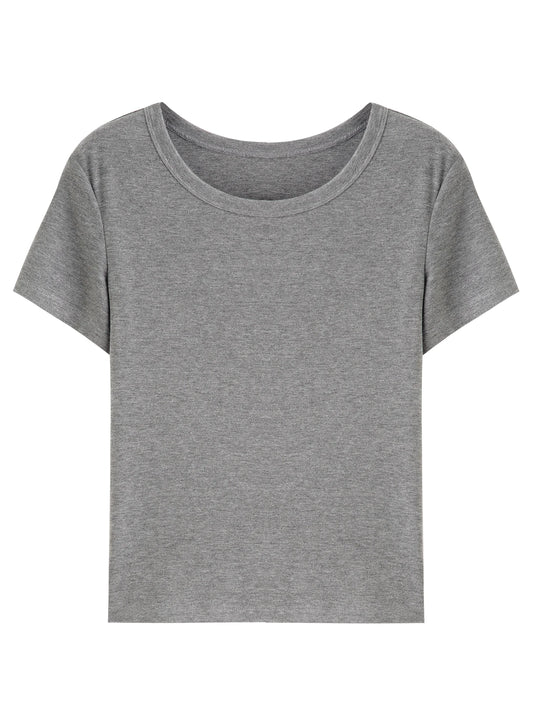 Gray Crew Neck Slim Tee