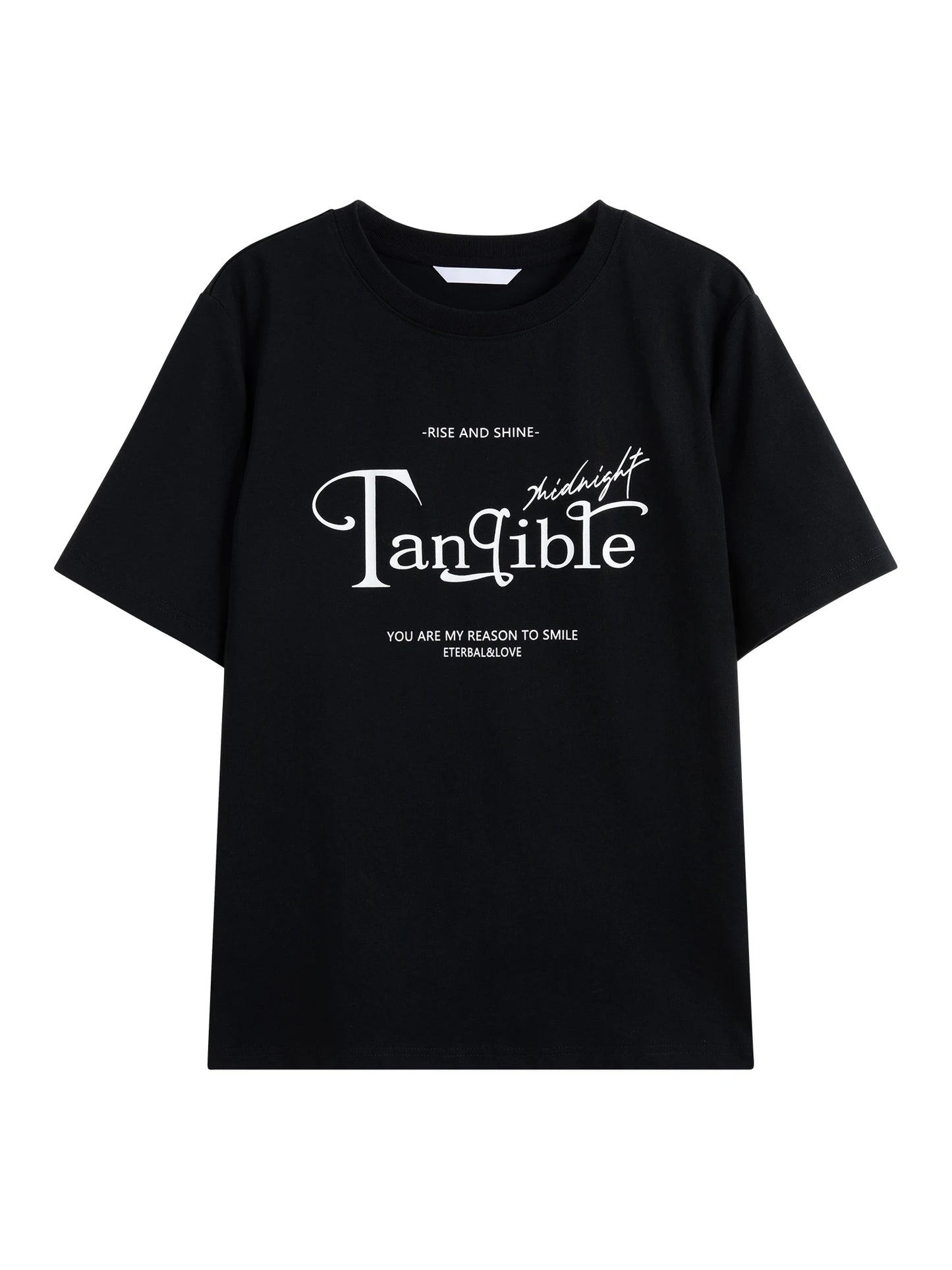 White Script Graphic Crew Neck Tee