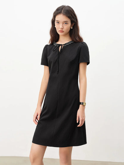 Black Layered Collar Mini Dress