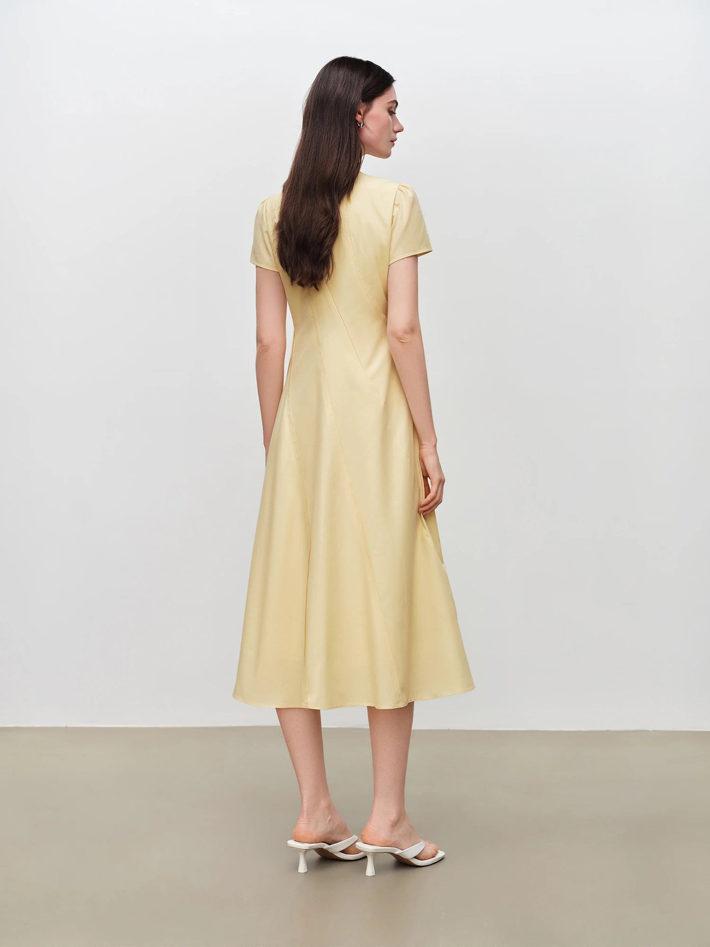 Blue Short Sleeve Flare Dress
