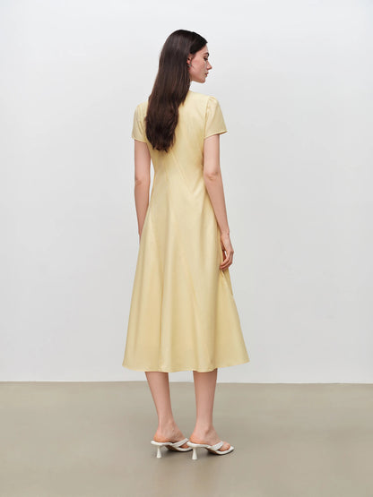 Blue Short Sleeve Flare Dress