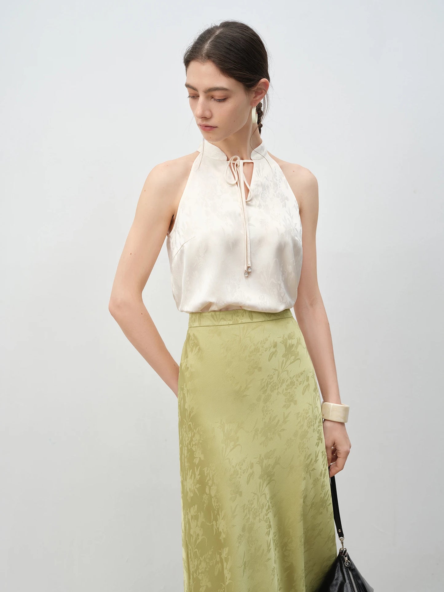 Sleeveless Halter Skirt Set