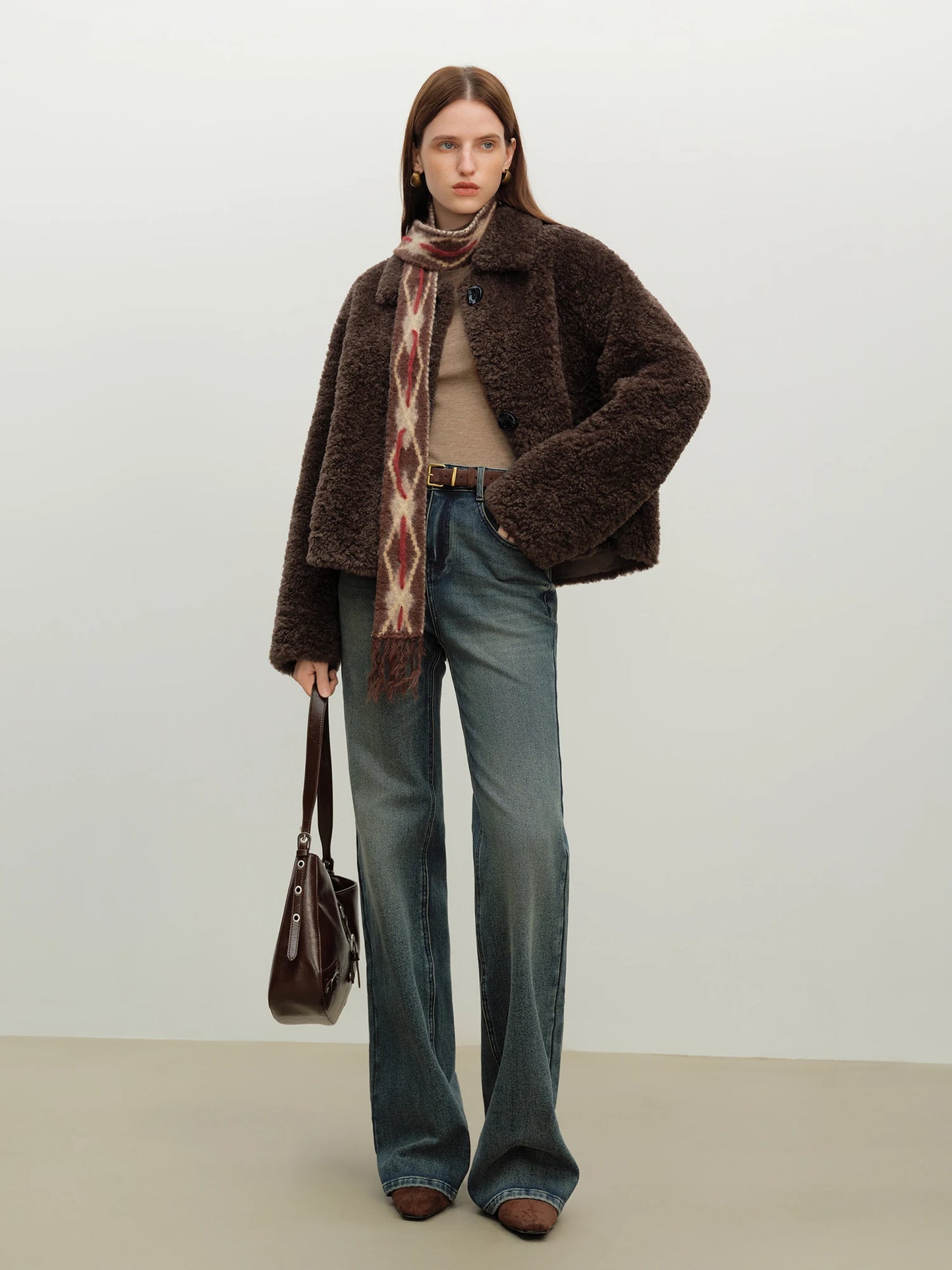 Brown Plush Faux Fur Jacket