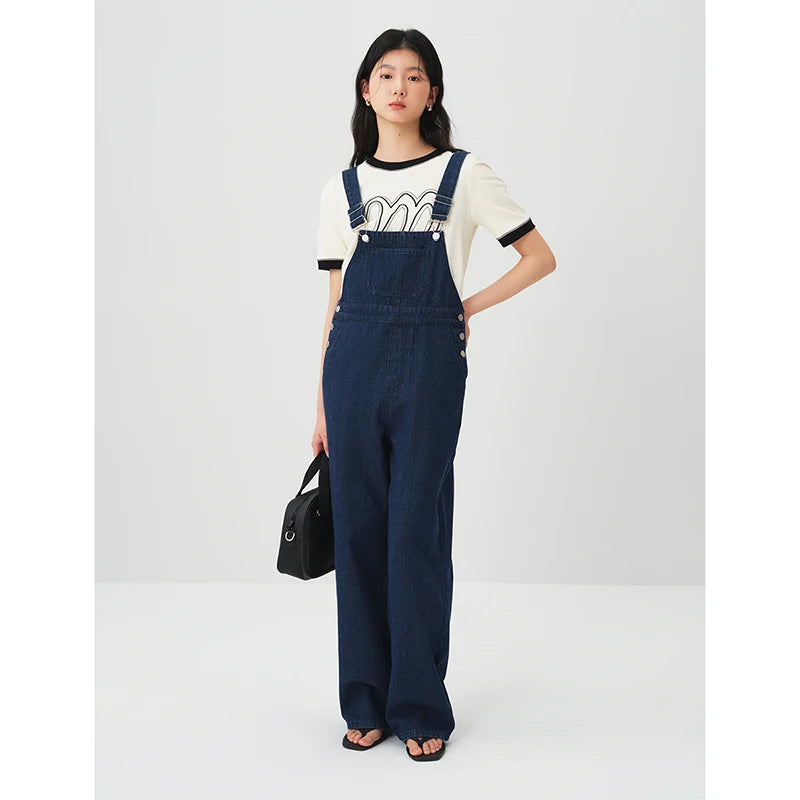 Denim Bib Overall Wide Pants