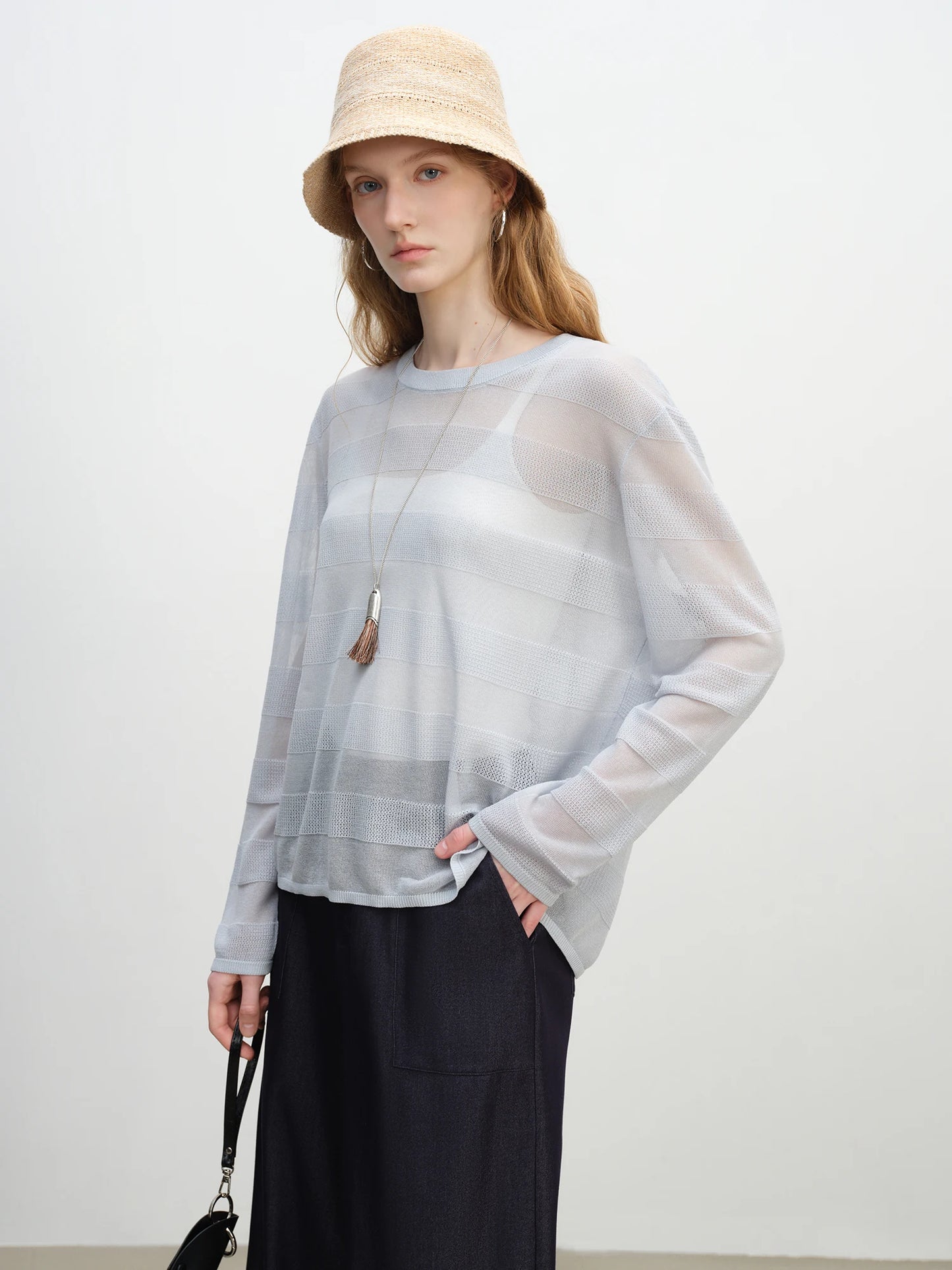 Ivory Crew Neck Knit Top