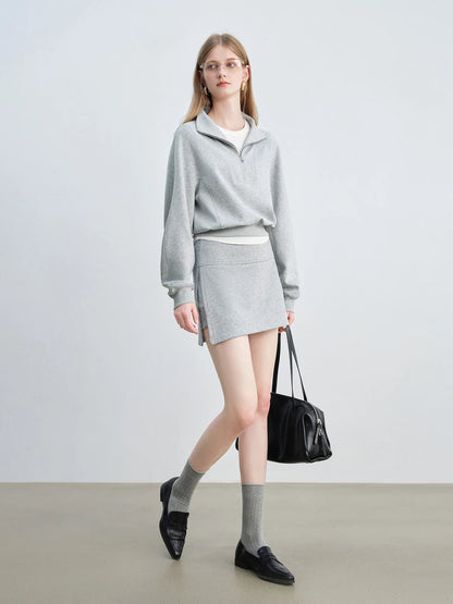Light Gray Half Zip Knit Pullover