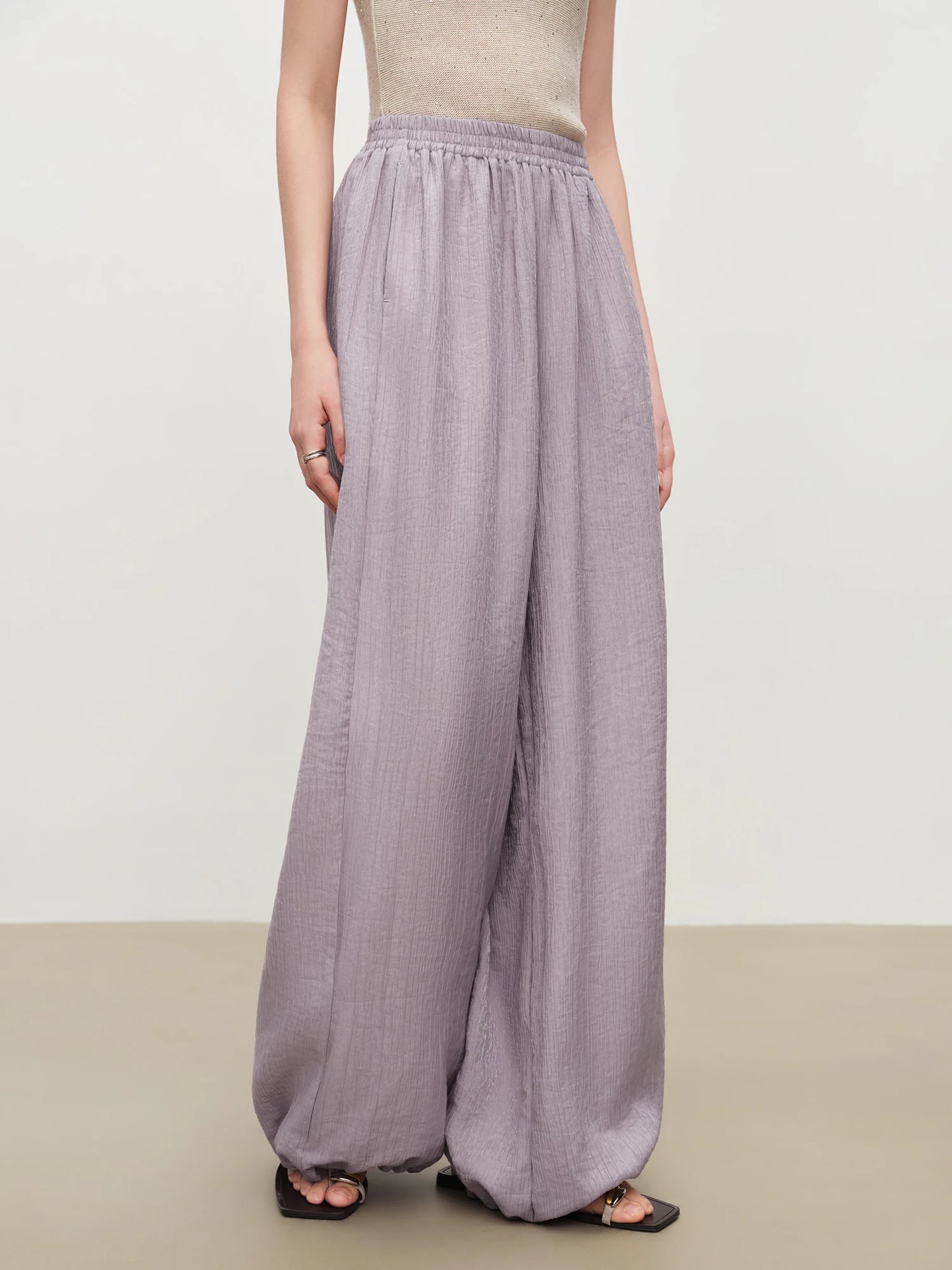 Brown Ribbed Balloon Pants