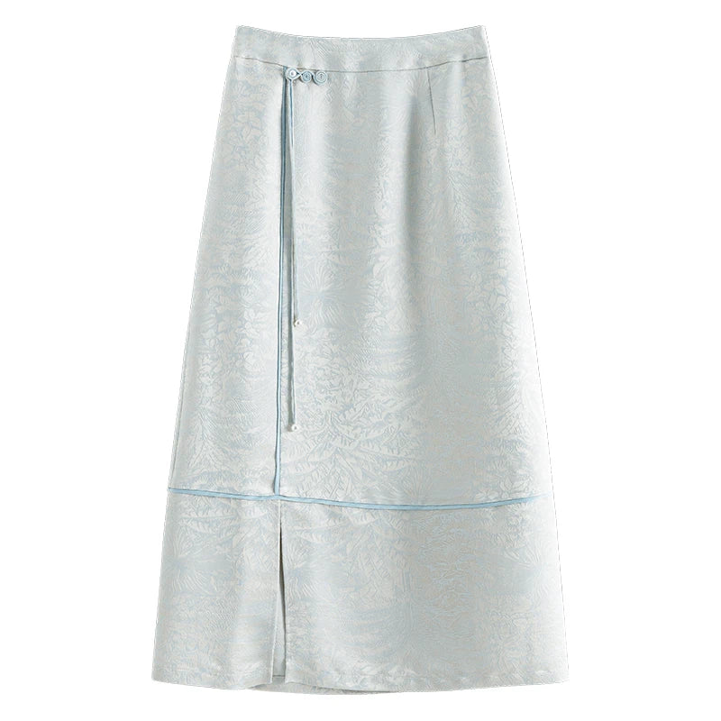 Wrap Shirt Long Skirt Set
