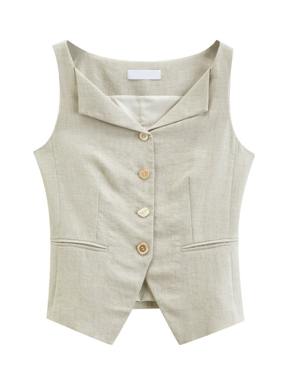 Shell Trim Vest Pants Set