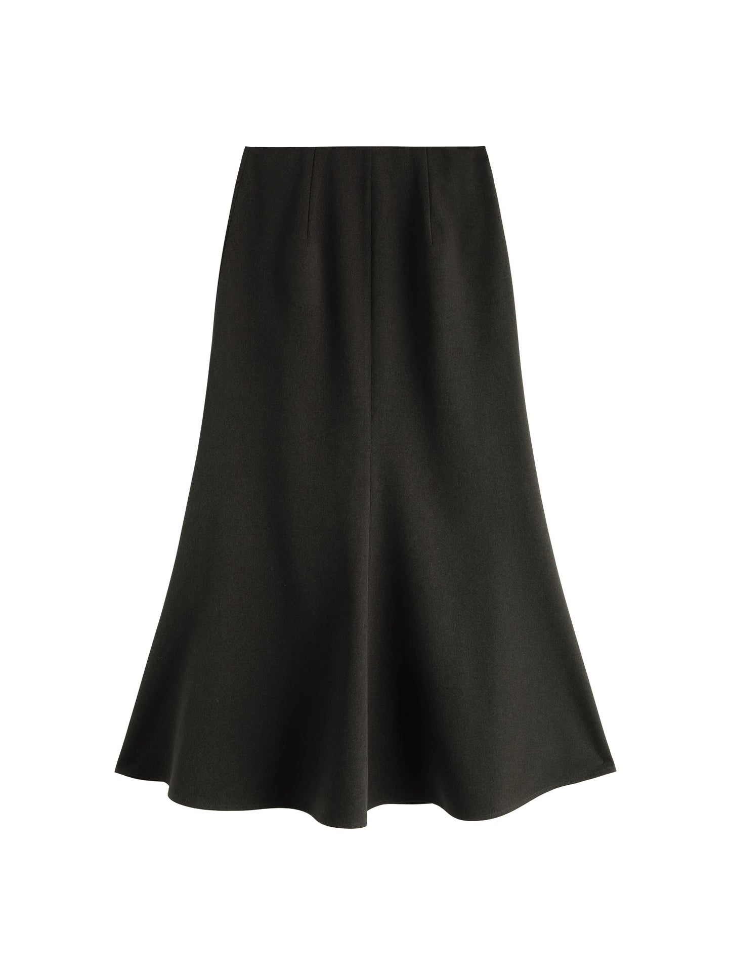 Black Tailored Fishtail Midi Skirt