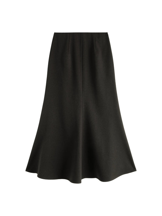 Black Tailored Fishtail Midi Skirt