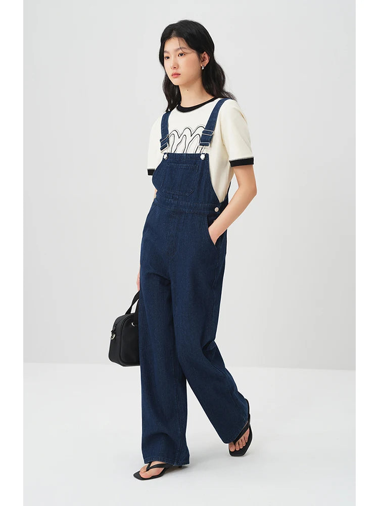 Denim Bib Overall Wide Pants