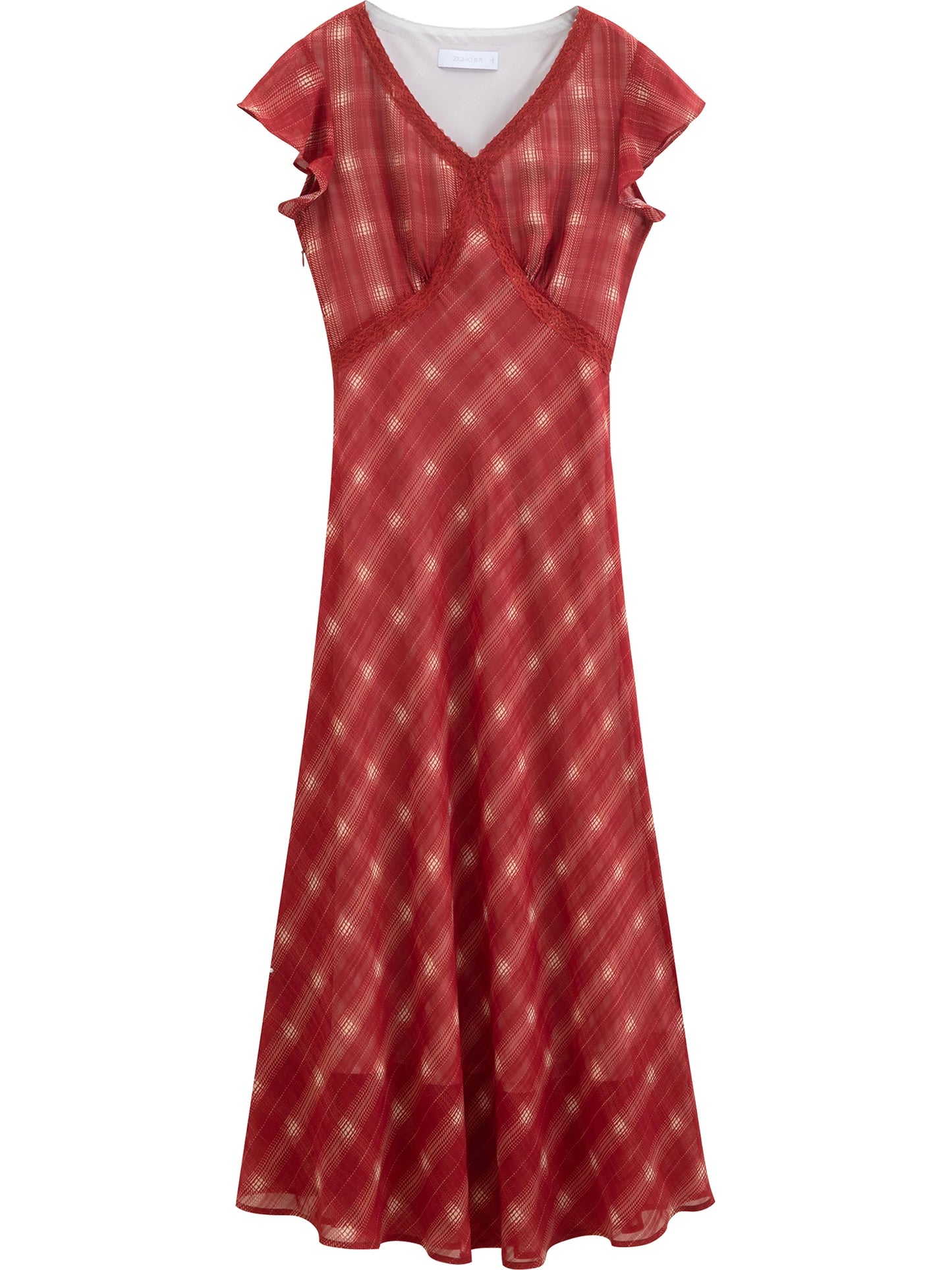 Red Check Halter Midi Dress