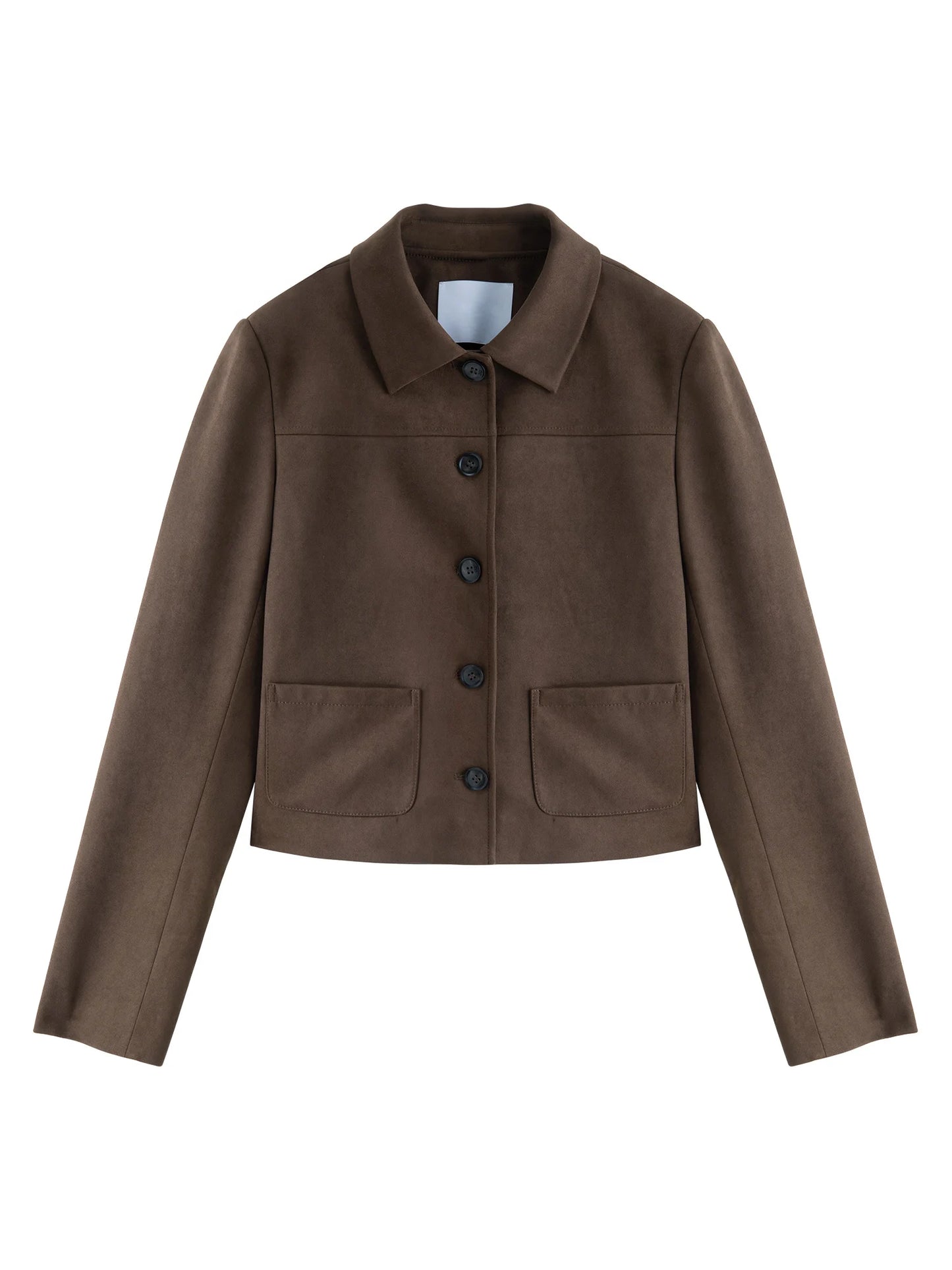 Brown Faux Suede Shirt Jacket