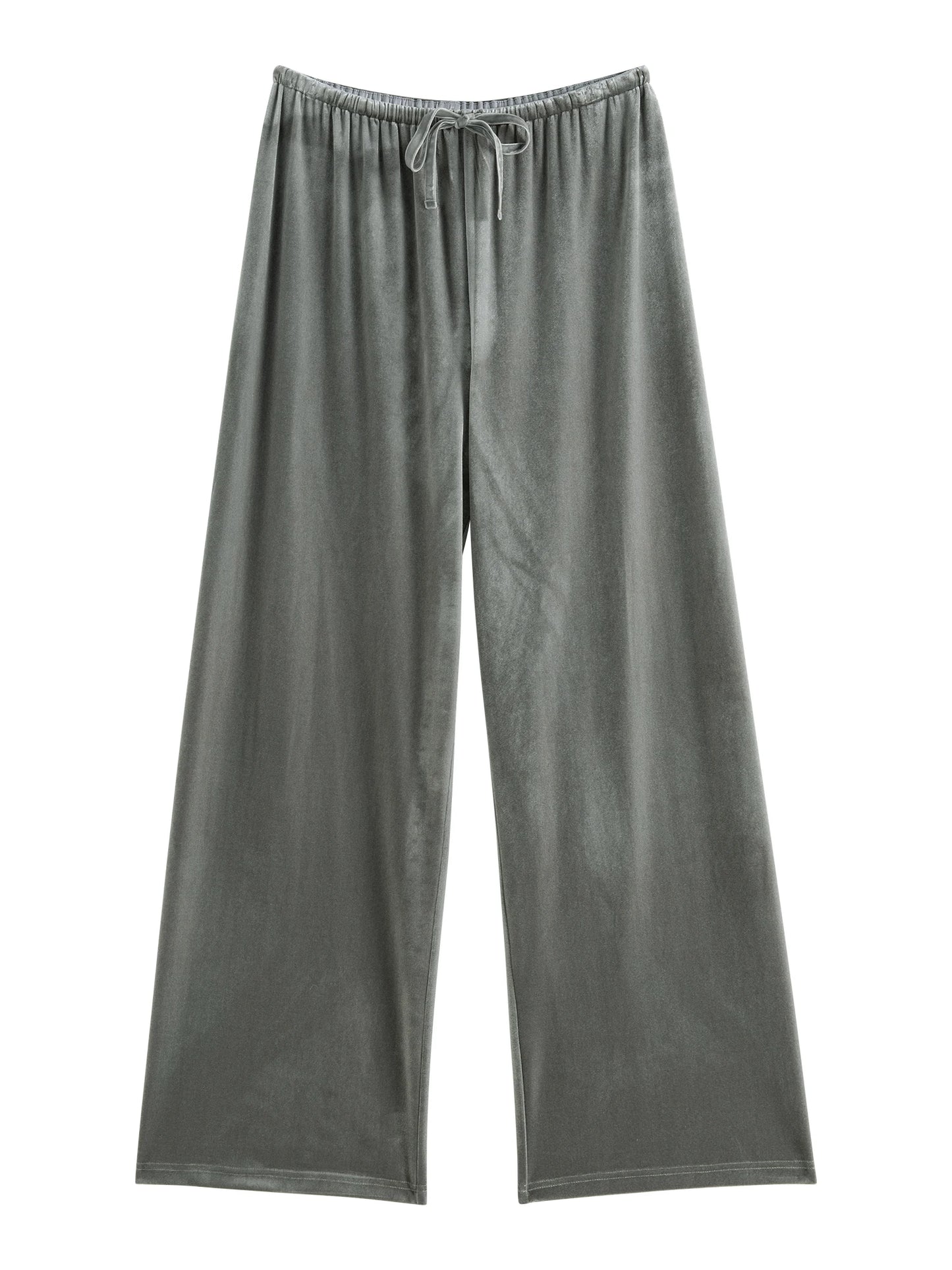 Sage Velvet Drawstring Wide Pants