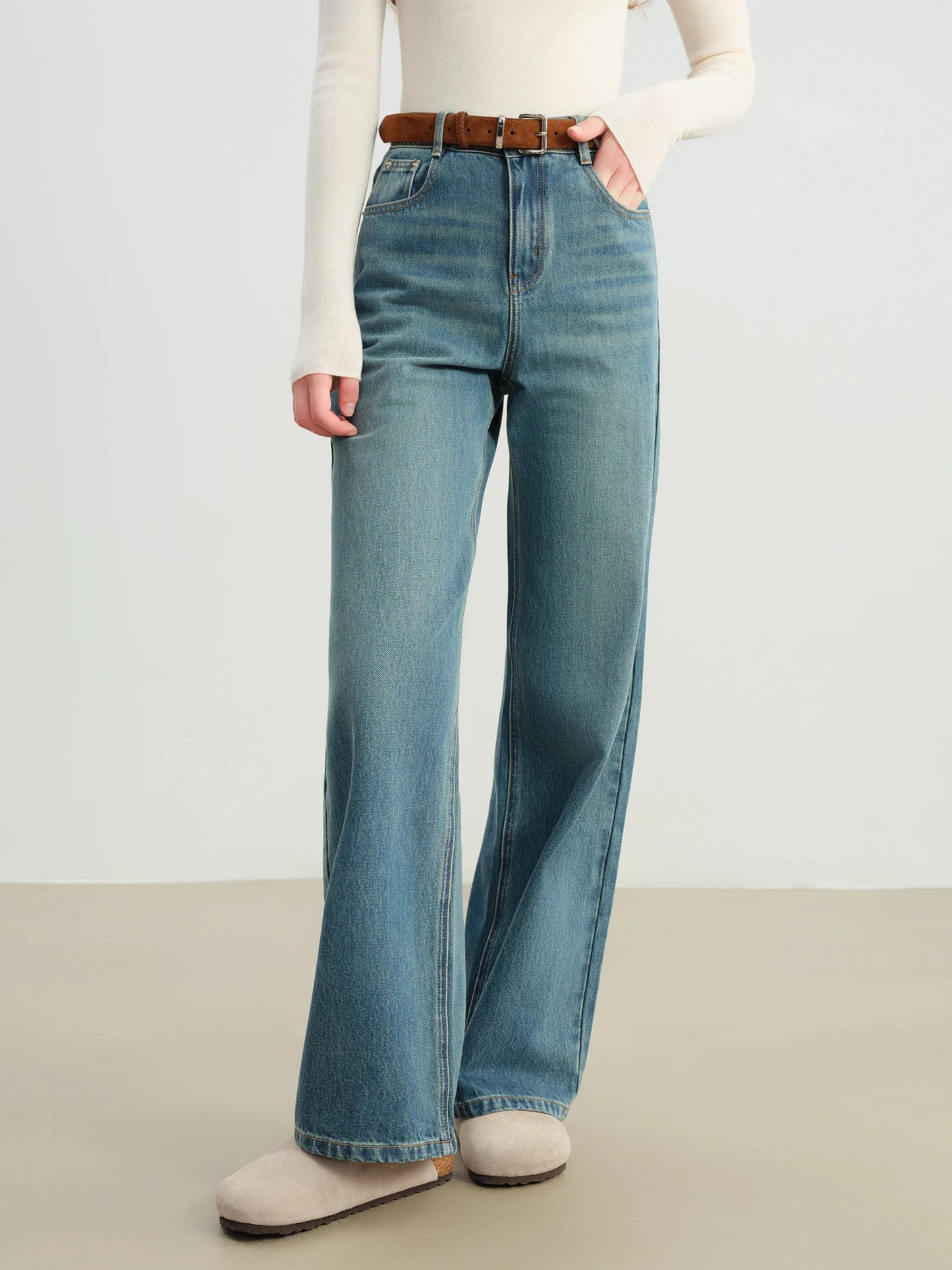 Dark Blue Wide Leg Jeans