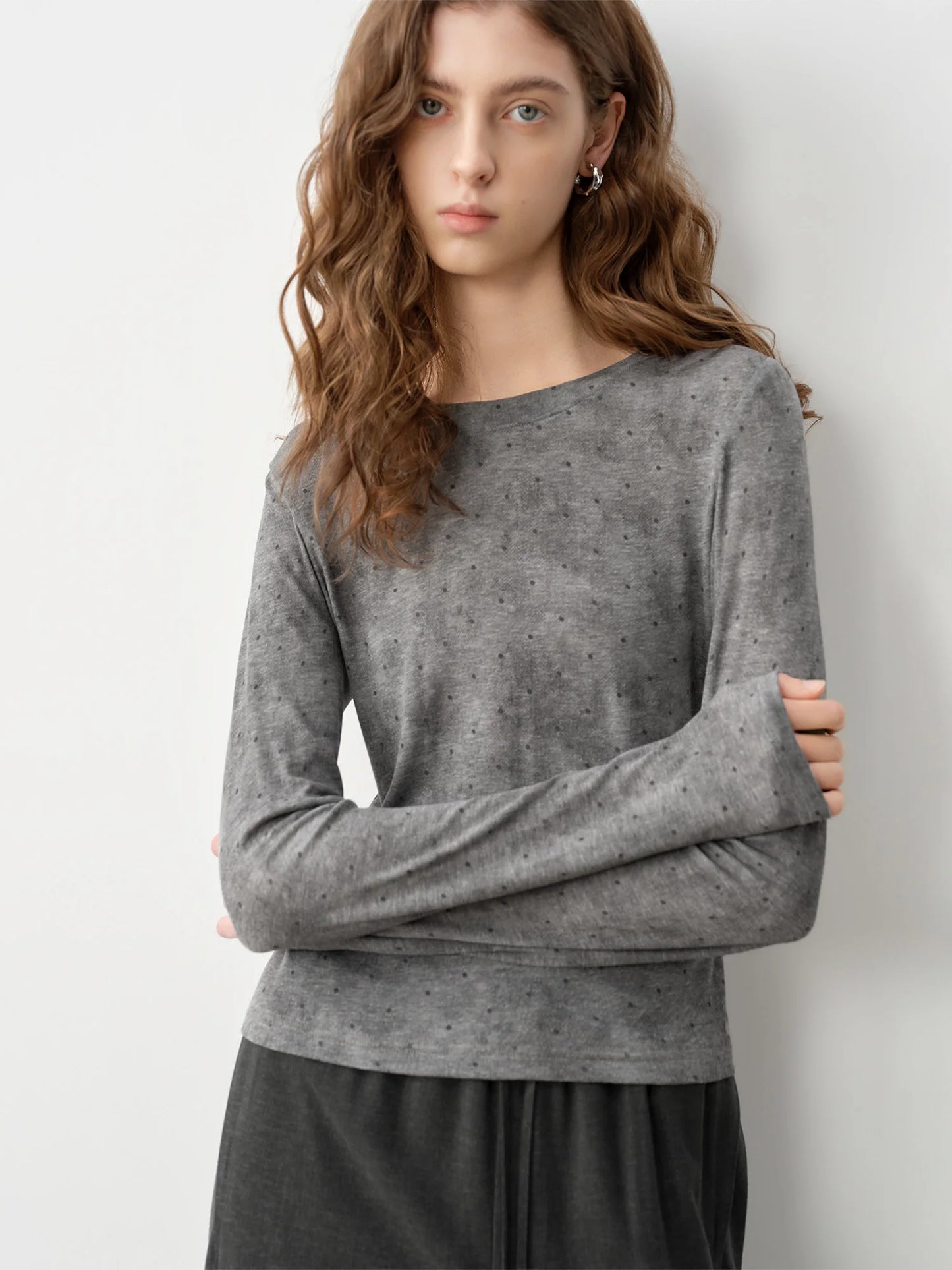 Gray Dot Long Sleeve Tee