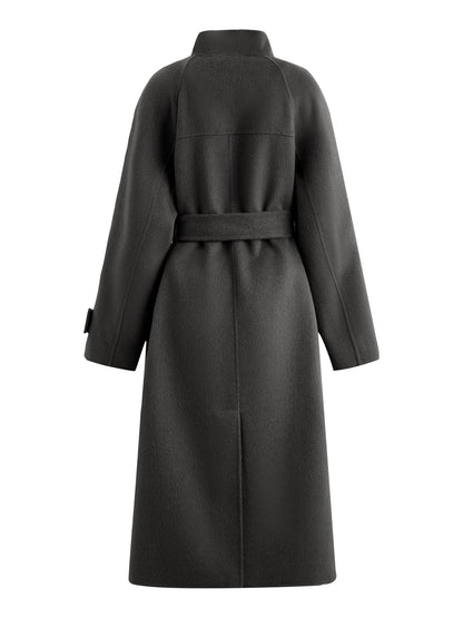 Grey High Collar Wool Coat