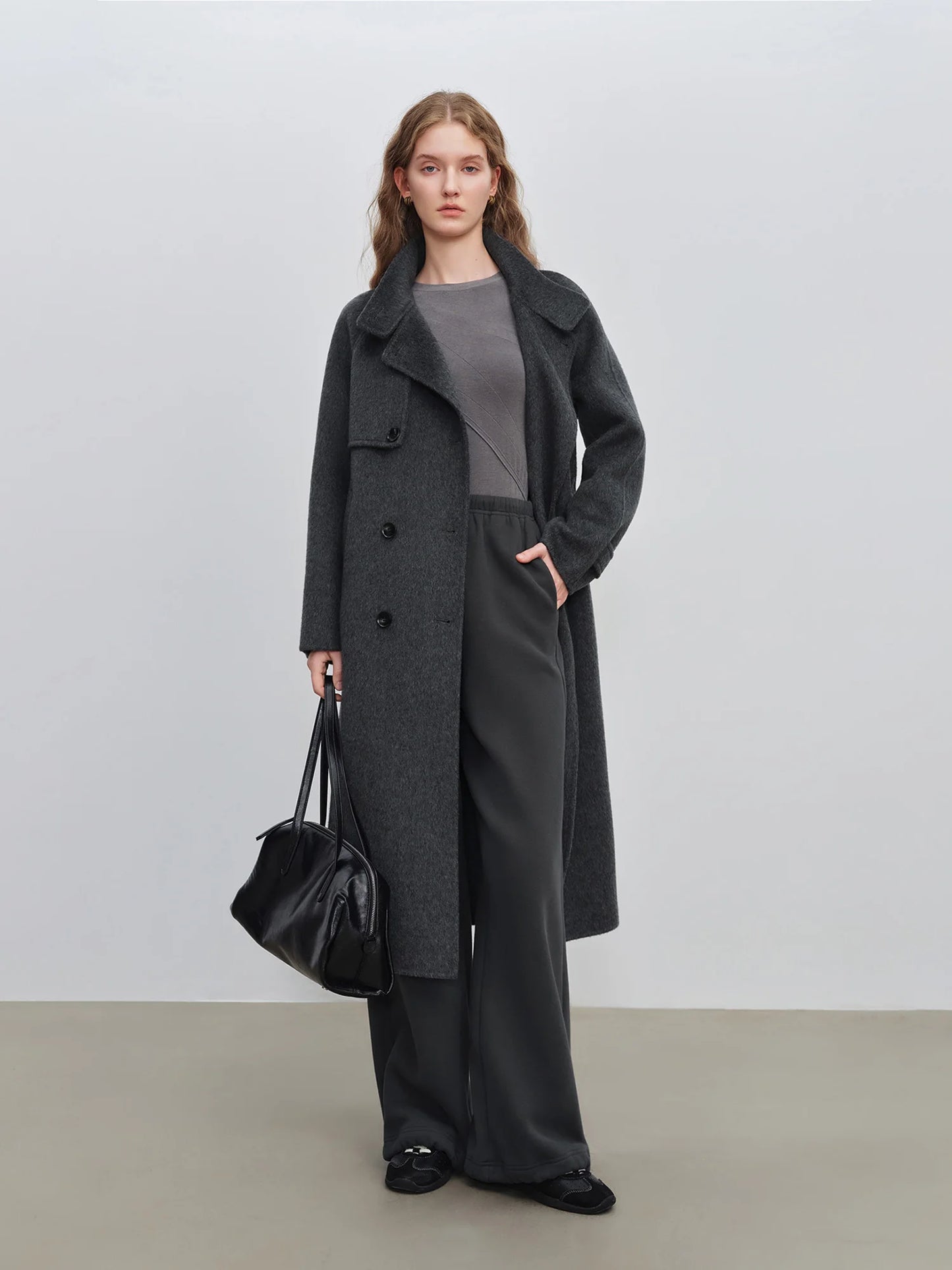 Deep Grey Insulated Wide Leg Pants