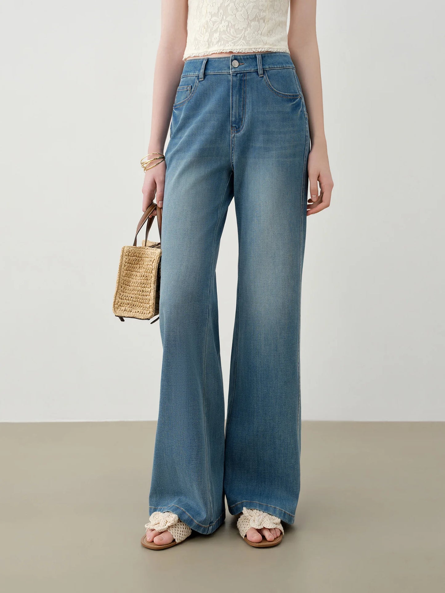 Light Blue Side Pocket Flare Jeans