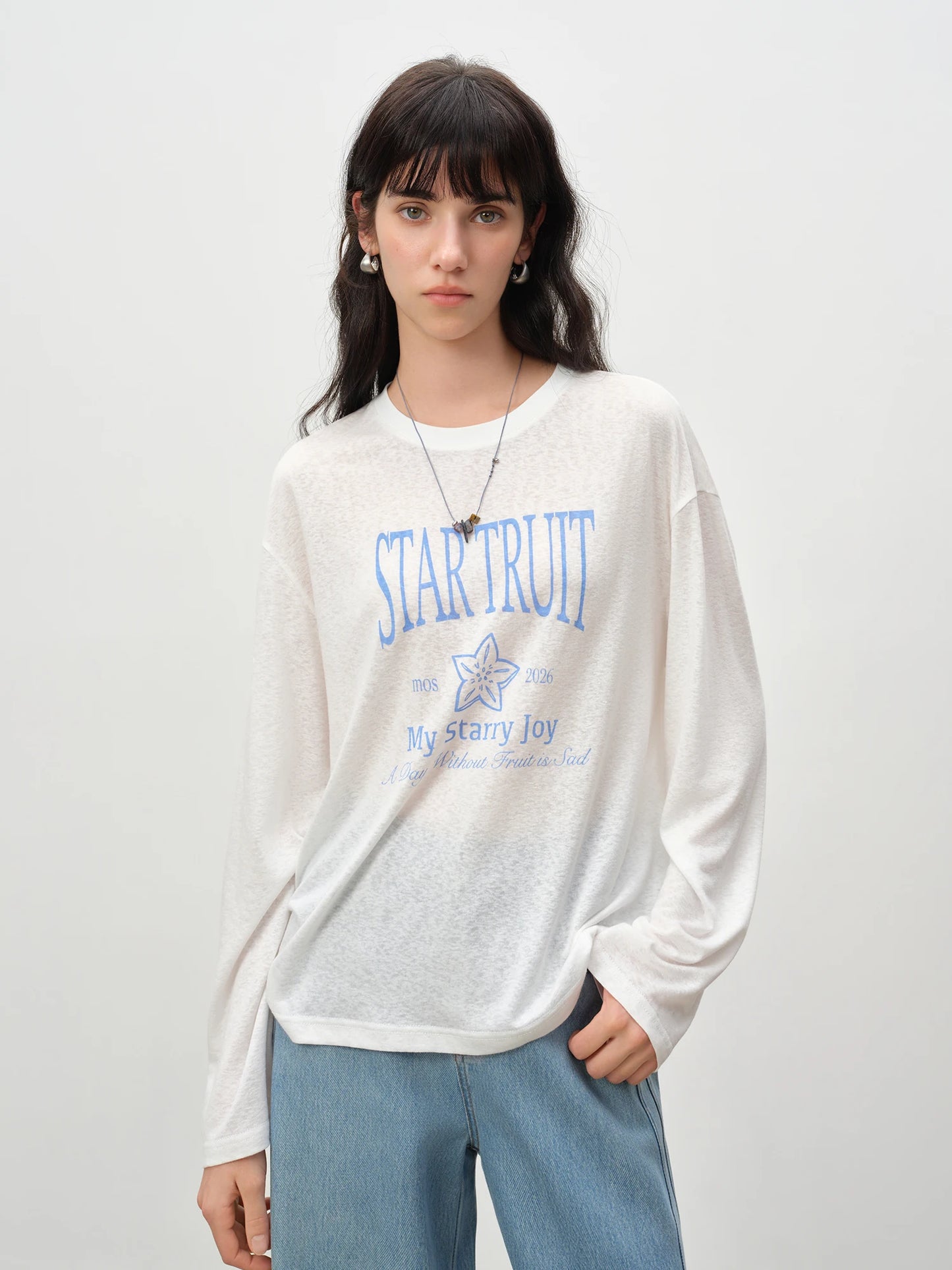 White Graphic Long Sleeve Tee