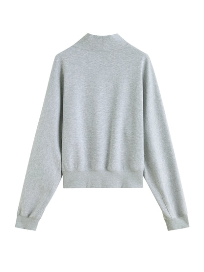 Light Gray Half Zip Knit Pullover