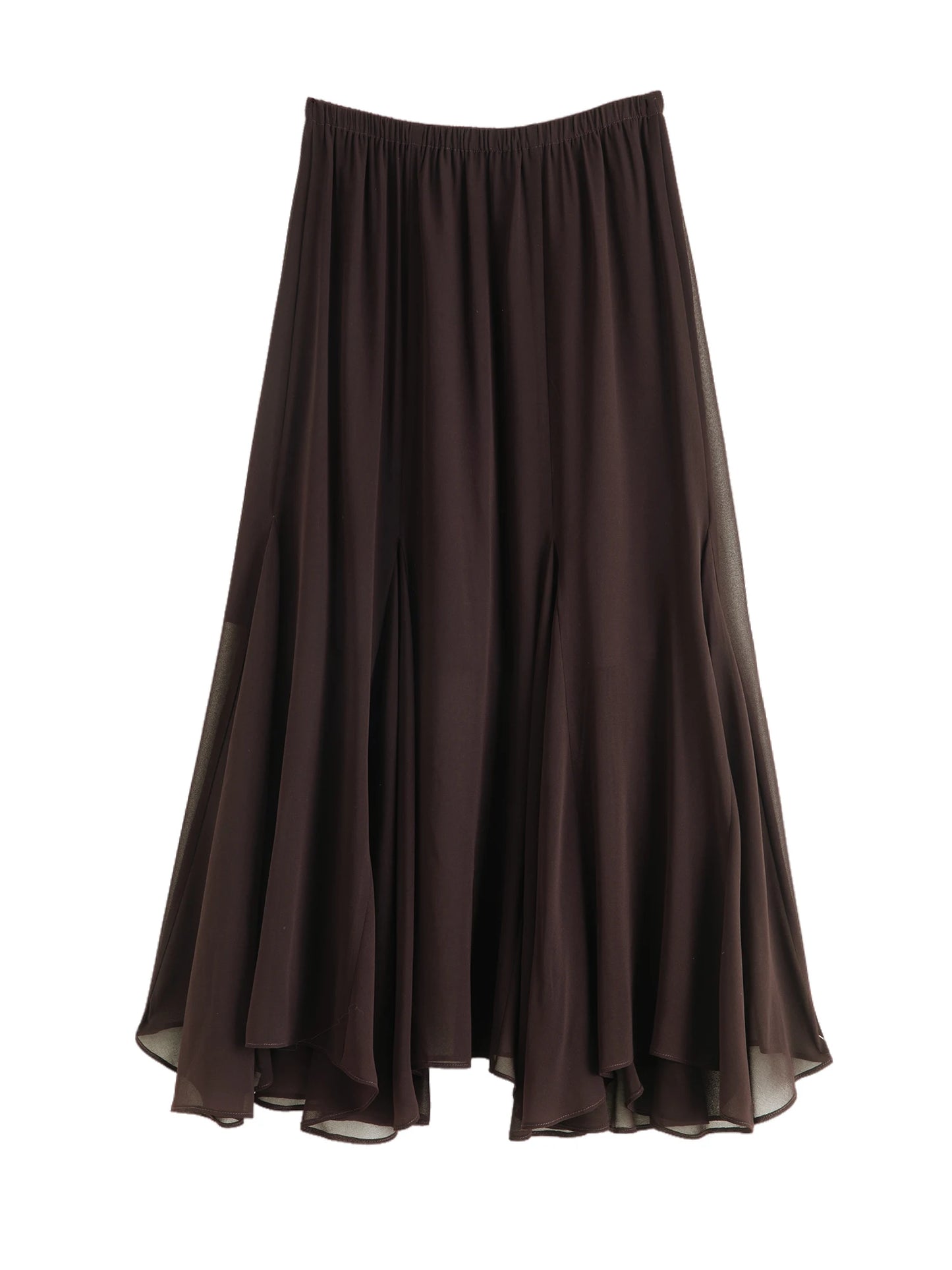 Chocolate Draped Chiffon Maxi Skirt