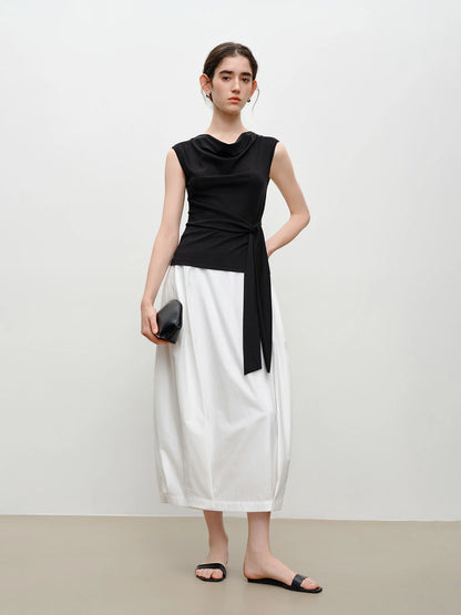 Rust Draped Neck Sleeveless Top