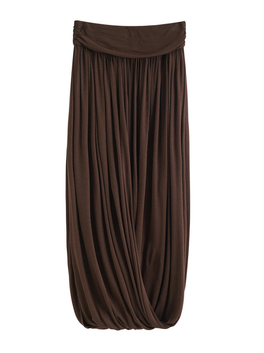 Bubble Hem Asymmetric Midi Skirt