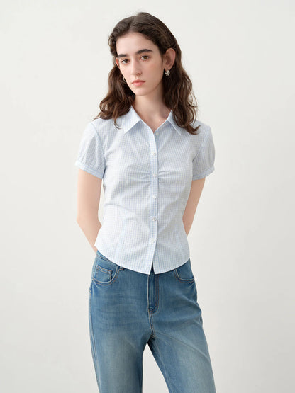 Charcoal Drawstring Waist Button Shirt
