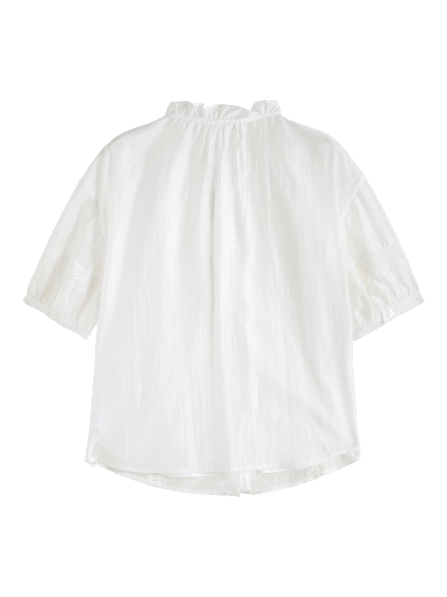 White Ruffle Collar Button Blouse