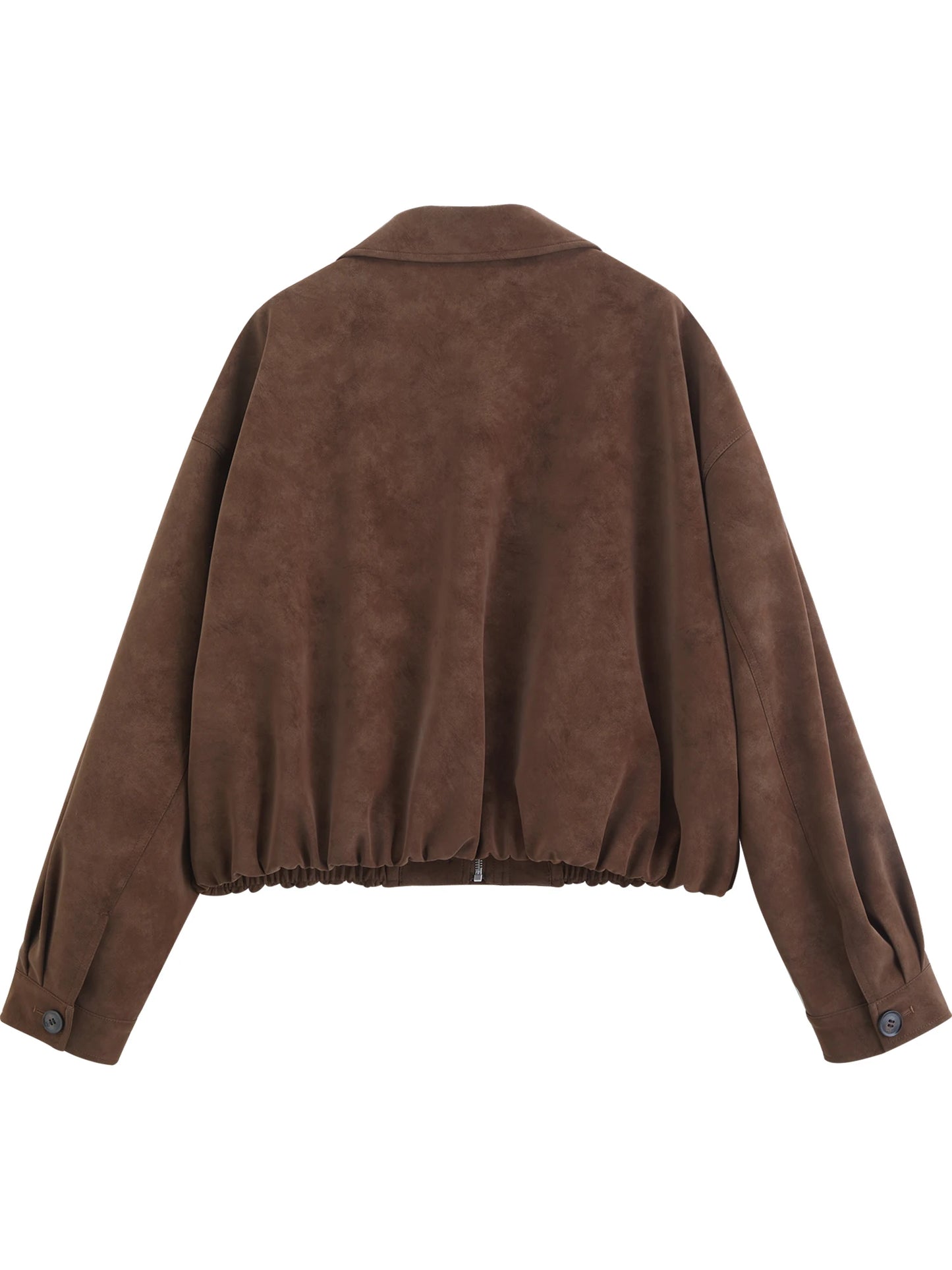 Brown Faux Suede Cropped Jacket