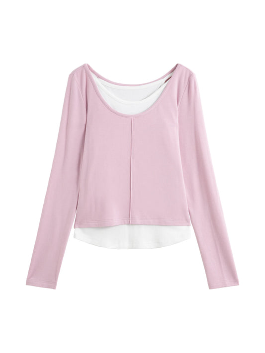 Pink Layered Scoop Neck Top