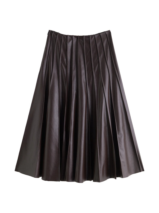 Cherry Gloss PU Leather Pleated Skirt