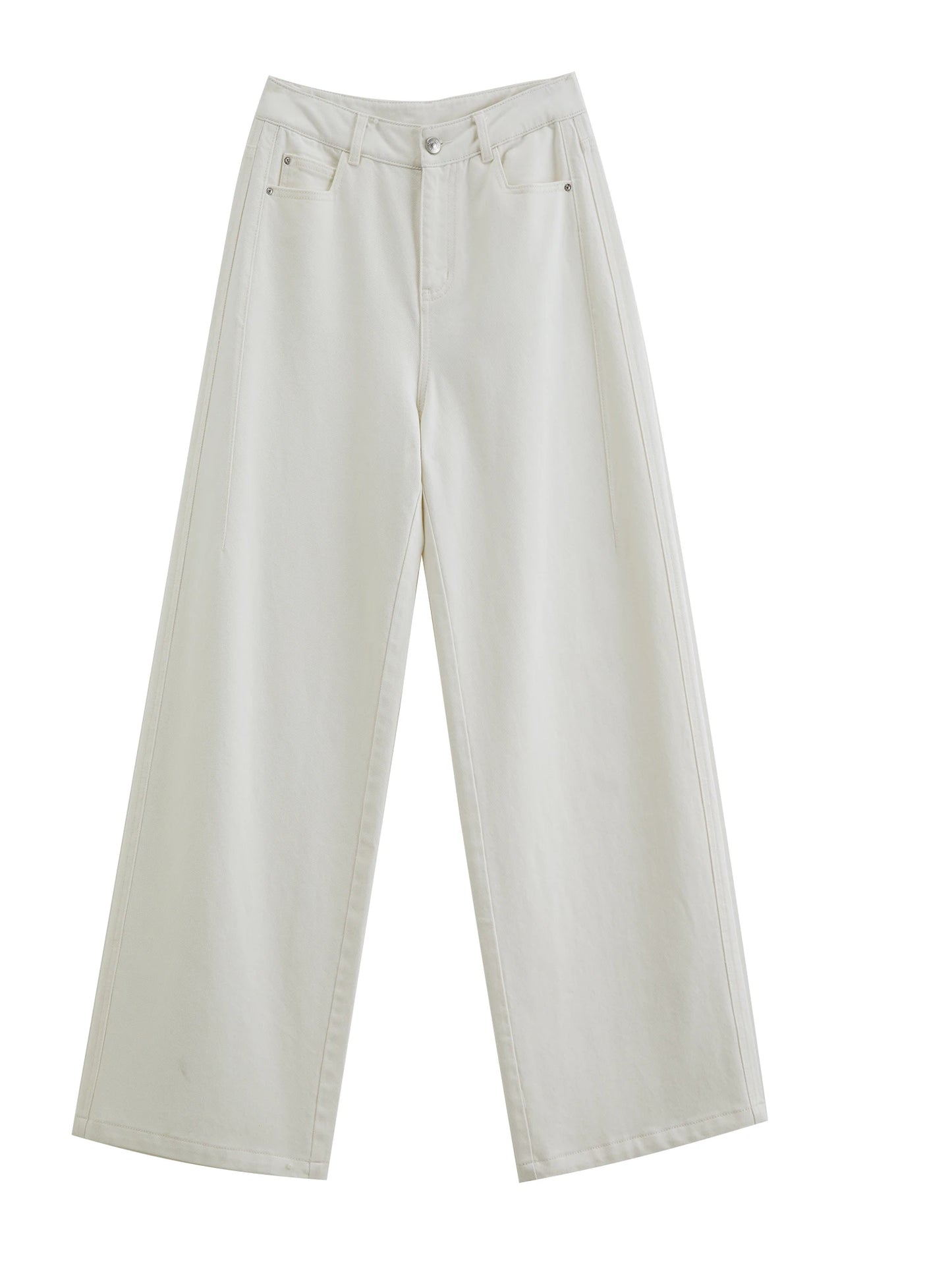 White Straight Leg Denim Pants