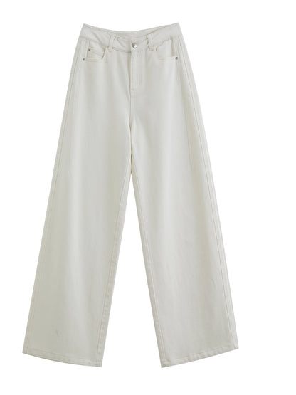 White Straight Leg Denim Pants