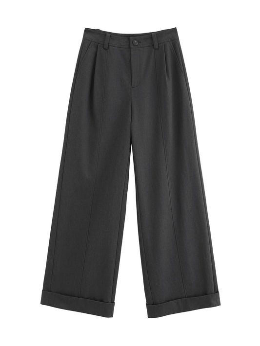 Charcoal Cuffed Straight Leg Trousers
