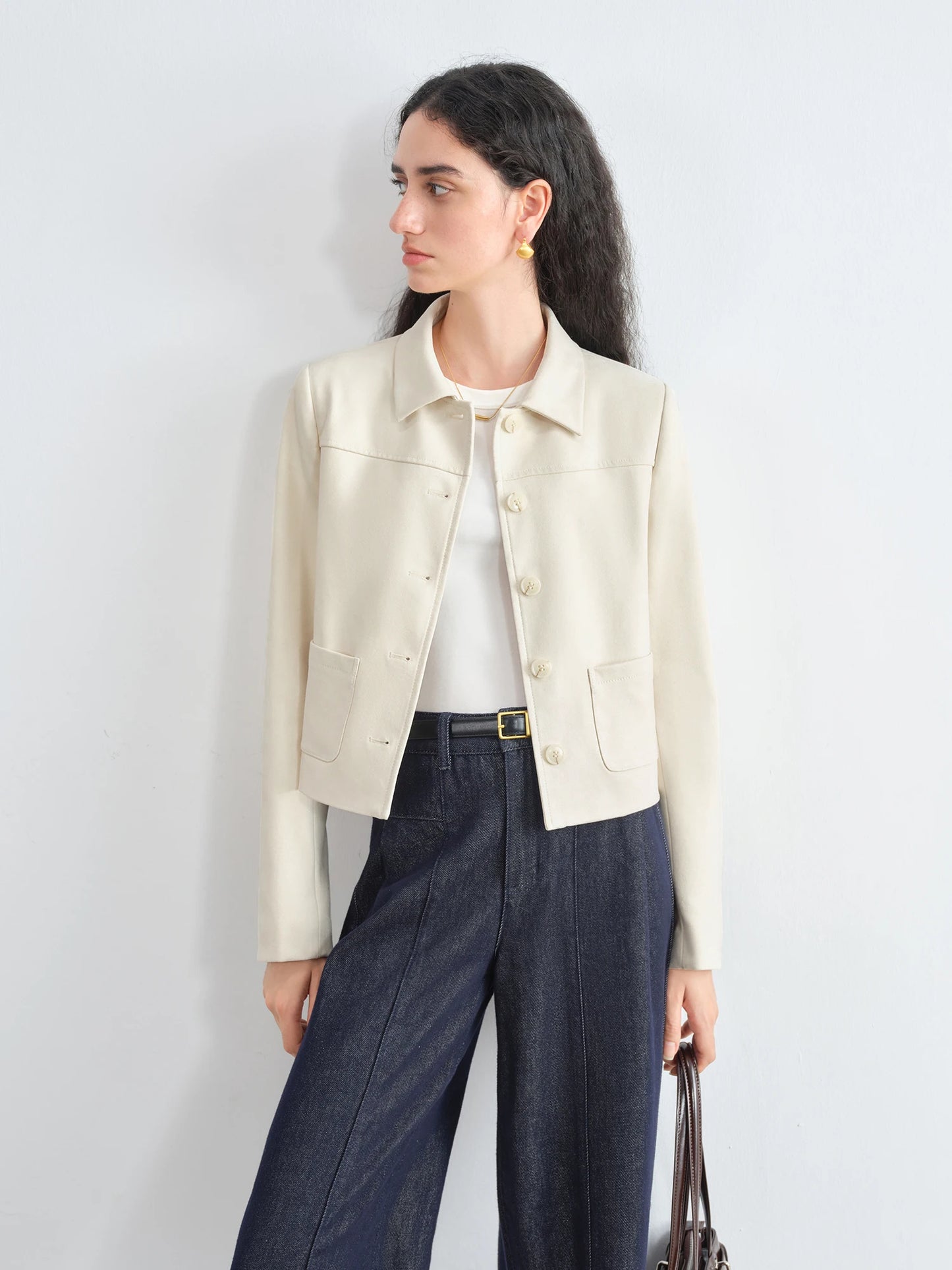 Brown Faux Suede Shirt Jacket
